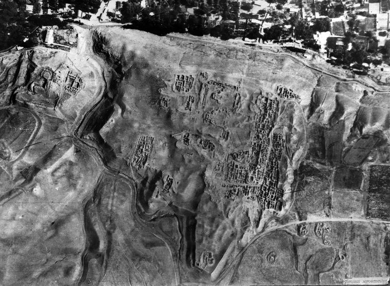 Panjikent from the sky showing the structures that have been excavated