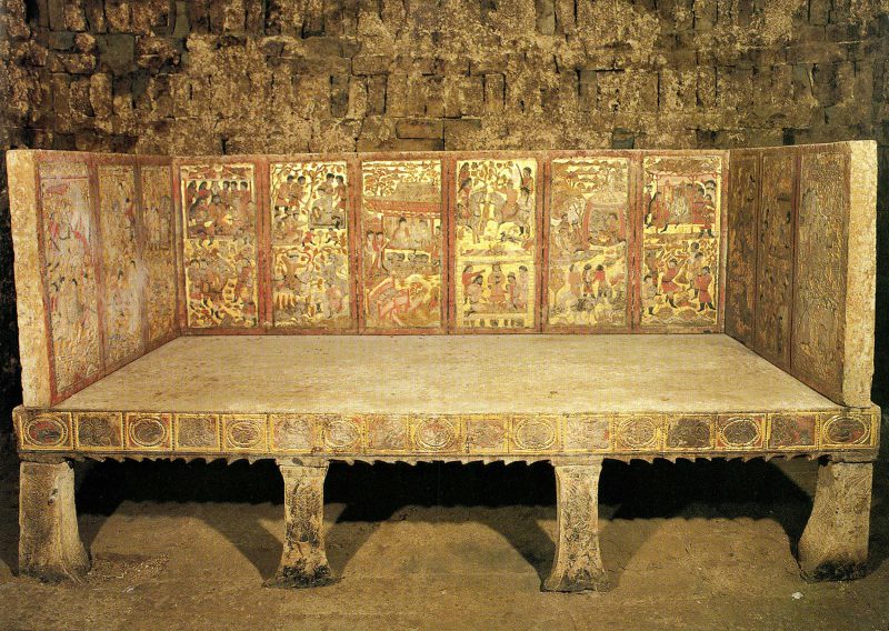 An Qie was an important Sogdian leader in China and commissioned this elaborate bed for his eventual dealt